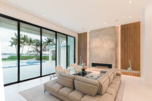 Custom Fireplace mahogany stone